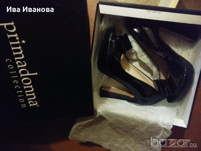 Елегантни черни лачени обувки, снимка 2 - Дамски обувки на ток - 10781932
