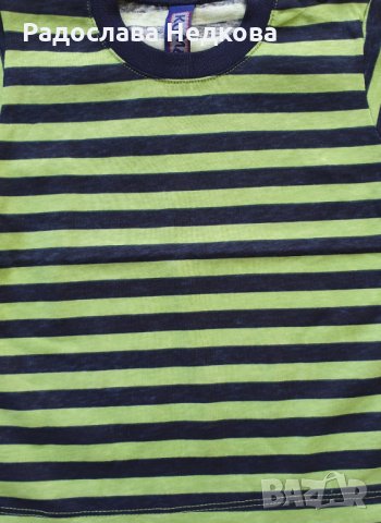 Тениска Зелено Райе - 68,74,80 см, снимка 2 - Бебешки блузки - 7846319