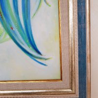 Маслена картина „ Синята ми птица отлетя “, снимка 7 - Изкуствени цветя - 24338862