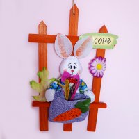 Великденска украса за стена Табелка за врата великденски заек с торба, снимка 3 - Декорация за дома - 24519403