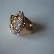 ХИТ! ПРОМО! Златист пръстен с елементи Сваровски, снимка 3 - Пръстени - 18476002