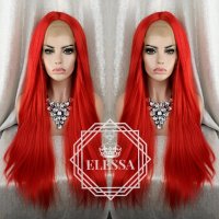 Lace Front LUXYRY WIG ELESSA Дълга Червена Перука Код 1051, снимка 3 - Аксесоари за коса - 25714636