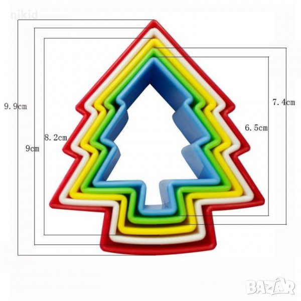 5 бр Елха Елхи пластмасови резци форми за украса бисквитки сладки торта тесто с фондан шоколад, снимка 1