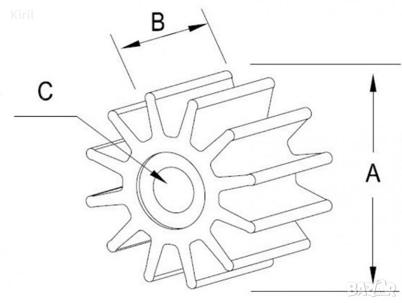 	ВОДНА ПОМПА ИМПЕЛЕР ЗА Suzuki 2 - 4Stroke 20 к.с. 25 к.с. 30HP 35 40 НР 50, снимка 1