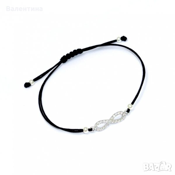 Дамска, детска гривна със сребърен елемент безкрайност с червена корда+ ПОДАРЪК, снимка 1