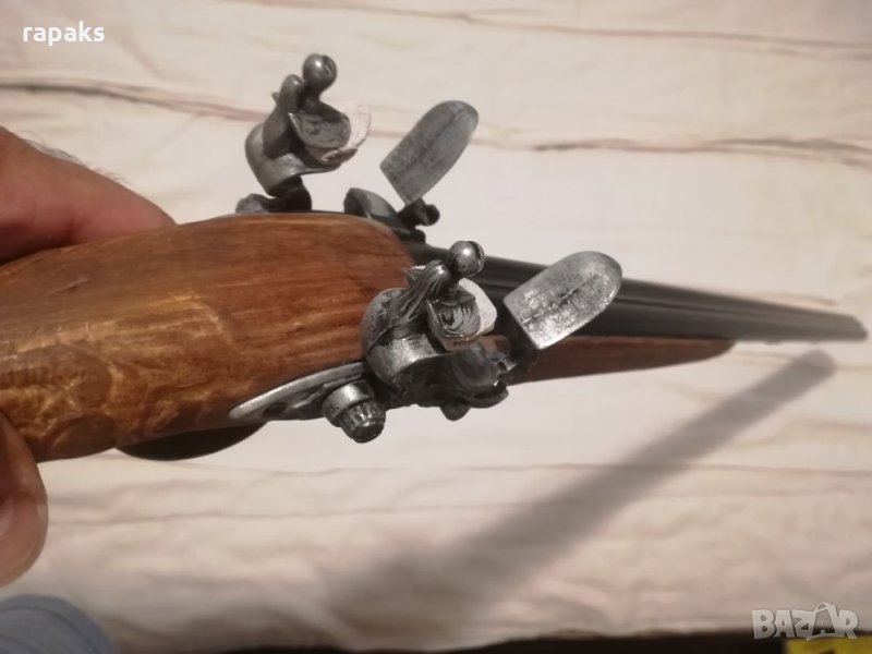 Ловна стара пушка двуцевка с външни удърници и декорации - реплика!, снимка 1