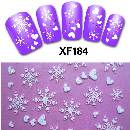 XF184 сърца и снежинки лист самозалепващи лепенки ваденки за нокти коледни  мотиви в Продукти за маникюр в гр. Ямбол - ID17258842 — Bazar.bg