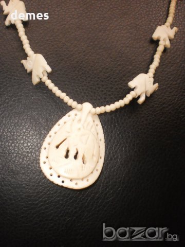 Колие от камилска кост със слончета, снимка 2 - Колиета, медальони, синджири - 18538547
