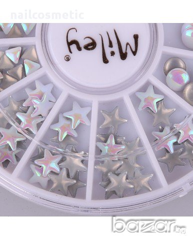 Палитра декорации 3 размера тип капса със седефен/слюден ефект, снимка 2 - Продукти за маникюр - 9268326