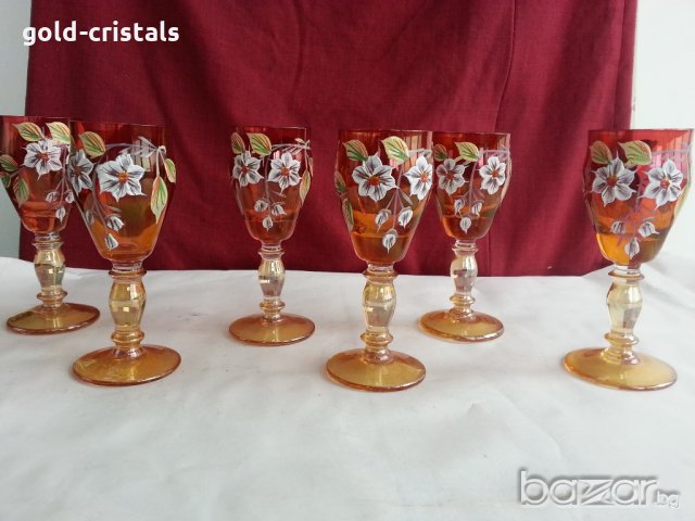 Кристален сервиз  Бохемия гарафа и чаши , снимка 2 - Антикварни и старинни предмети - 20824620