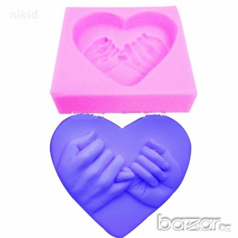 хванати пръсти ръце в сърце силиконова форма молд украса декор торта фондан шоколад и др, снимка 2 - Форми - 18947865