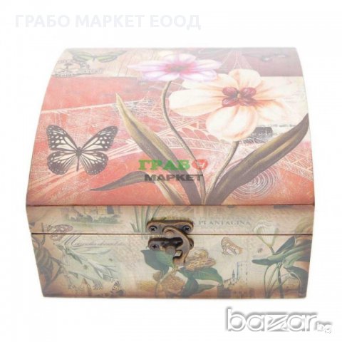 Комплект от 2бр. дървени кутии с цветен принт - цветя и пеперуди. , снимка 2 - Декорация за дома - 15763602