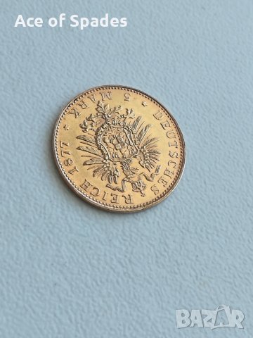 Златна Монета Deutsches Reich 1877 5 Mark Freie und Hansestadt Hamburg  , снимка 14 - Нумизматика и бонистика - 19510382