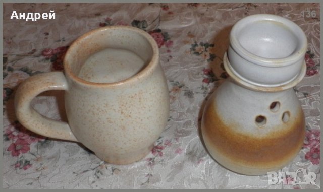 Лот: керамична халба + свещник със съд за арома терапия, снимка 2 - Декорация за дома - 23244094