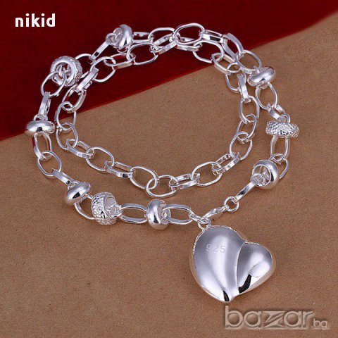 Нежно сърце щампа сребро 925 универсално колие или гривна, снимка 2 - Колиета, медальони, синджири - 16924725