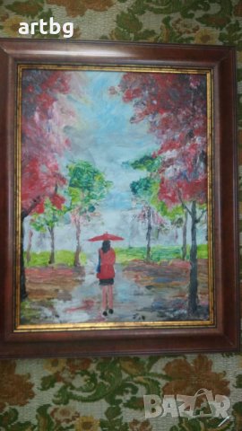 Автентична картина "Днес в парка", снимка 3 - Картини - 24806023