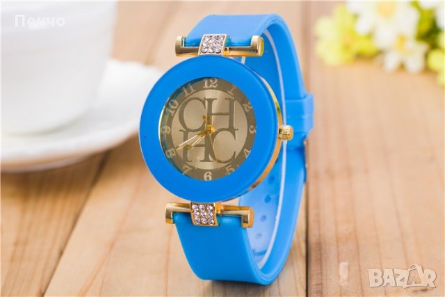 Кварцов дамски часовник син часовници кристални силиконова каишка мъжки дамски ръчни часовници