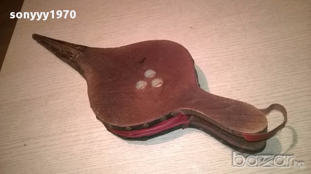 поръчана-Ретро духалка-мед/дърво/кожа-46/17см-внос швеицария, снимка 12 - Антикварни и старинни предмети - 16634256