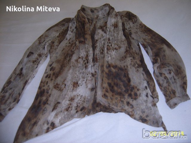 Тигрова копринена блуза, снимка 5 - Блузи с дълъг ръкав и пуловери - 19911637