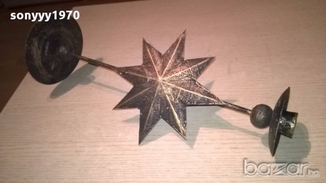 Метален свещник-40х16см-внос швеицария, снимка 5 - Антикварни и старинни предмети - 17521742