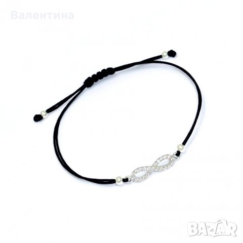 Дамска, детска гривна със сребърен елемент безкрайност с червена корда+ ПОДАРЪК, снимка 1