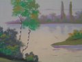 Картина пейзаж, (акварелни бои, картон), снимка 2
