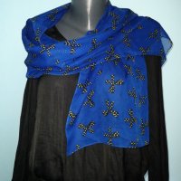 Дълъг прозрачен шал в турско синьо / кобалтово син шал, снимка 1 - Шалове - 25667888