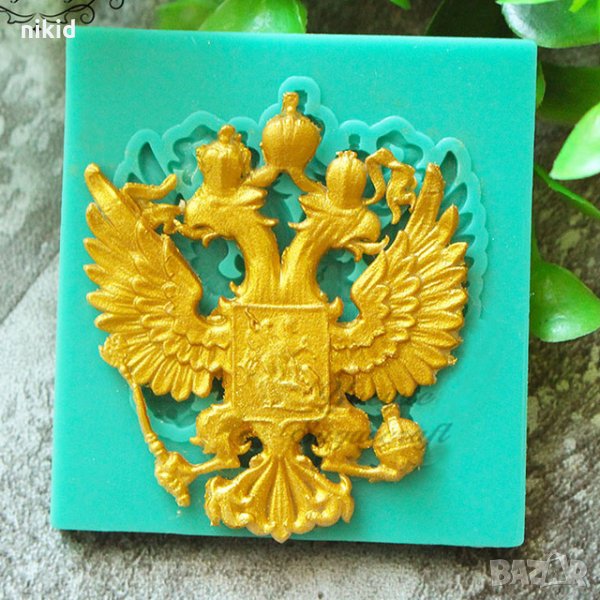 лого герб Русия силиконов молд форма декорация украса фондан торта мъфини и др, снимка 1