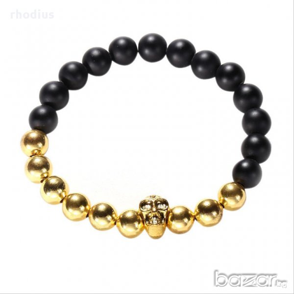 Мъжка гривна от вулканичен камък лава и медицинска стомана, снимка 1