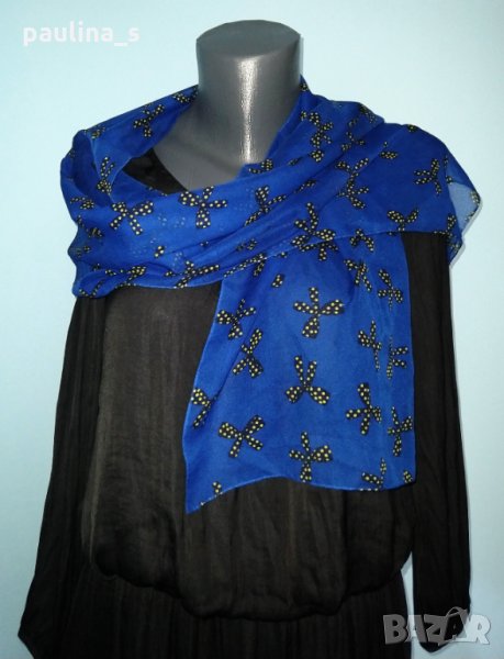 Дълъг прозрачен шал в турско синьо / кобалтово син шал, снимка 1