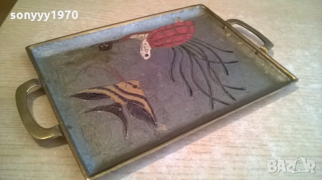 поднос с риба и костенурка-мед/месинг-24х21см-внос швеицария, снимка 10 - Антикварни и старинни предмети - 22970549