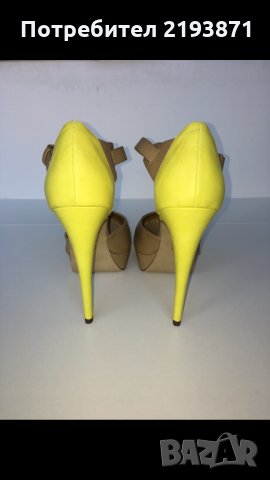 Кожени обувки на платформа в бежово и жълто номер 39, снимка 6 - Дамски обувки на ток - 24290715