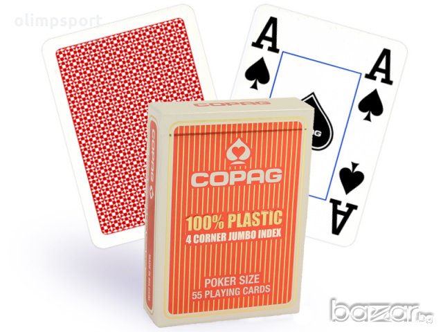 КАРТИ ЗА ИГРА COPAG ПОКЕР РАЗМЕР 4 JUMBO ИНДЕКСА 100% ПЛАСТИК, снимка 3 - Други спортове - 18933944
