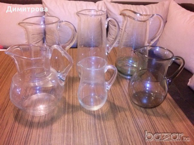 Стъклени кани и канички, порцеланови кани и плато за сервиране, снимка 3 - Сервизи - 18698336