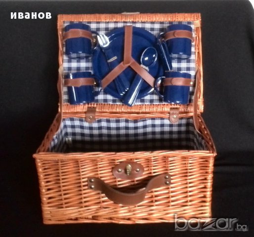 Винтидж кош за пикник-голям, снимка 4 - Антикварни и старинни предмети - 14386502