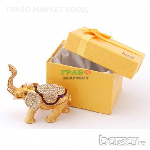 Декоративна метална кутийка за бижута във формата на слон - фаберже, снимка 4 - Декорация за дома - 15788608