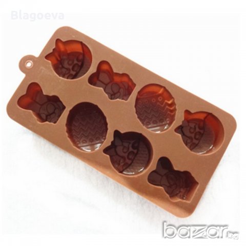 Великденска силиконовa форма с 8 гнезда: кошничка, яйце и зайче, снимка 3 - Форми - 20630659