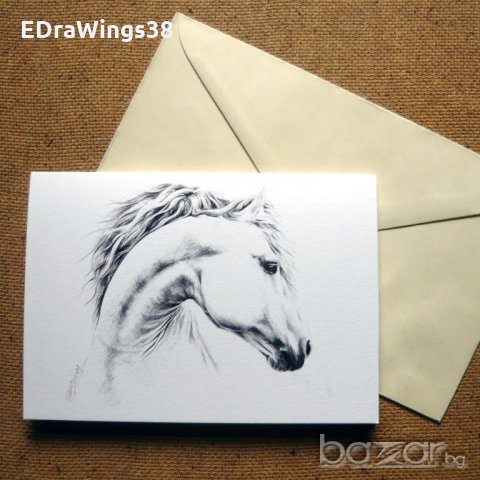 Картичка "Кон II" /отпечатана от моя оригинална графика/, снимка 6 - Други - 19677536