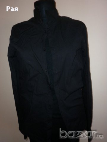 Мъжка черна риза със столче яка Zara Men, снимка 9 - Ризи - 17053217