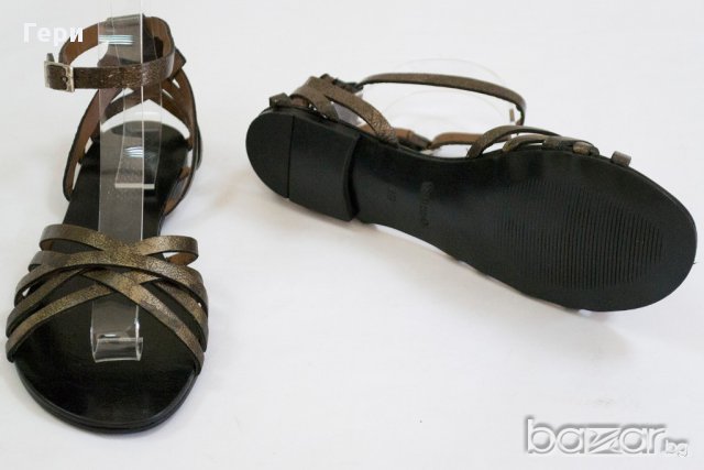 Естествена кожа, дамски сандали цвят бронз 40 и 41, снимка 3 - Сандали - 17553612