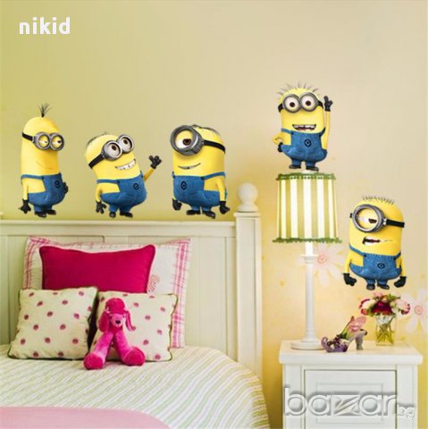 стикер лепенка за стена с миньони миньоните самозалепващ лепенка
