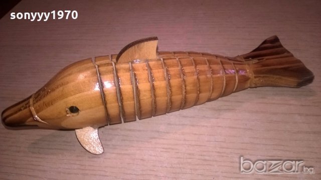 делфин-дървен и лакиран-20х7х7см, снимка 7 - Антикварни и старинни предмети - 18462906