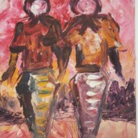  Жени-картина маслени бои от Африка, снимка 3 - Картини - 23813656