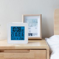 LCD часовник с аларма и термометър RS3028C5-WH, снимка 6 - Друга електроника - 24650033