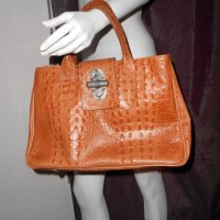 Кафява  кожена чанта genuine leather Made in Italy, снимка 2 - Чанти - 20925504
