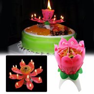 музикална голяма свещ разтварящо цвете лотус лотос за торта украса , снимка 2 - Други - 16606178