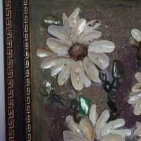 Картина Цветя с миди, седеф,раковини, морски пясък,камъчета, снимка 7 - Картини - 26105329