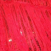 Рокля с ресни и паети в червено, снимка 2 - Рокли - 20393599