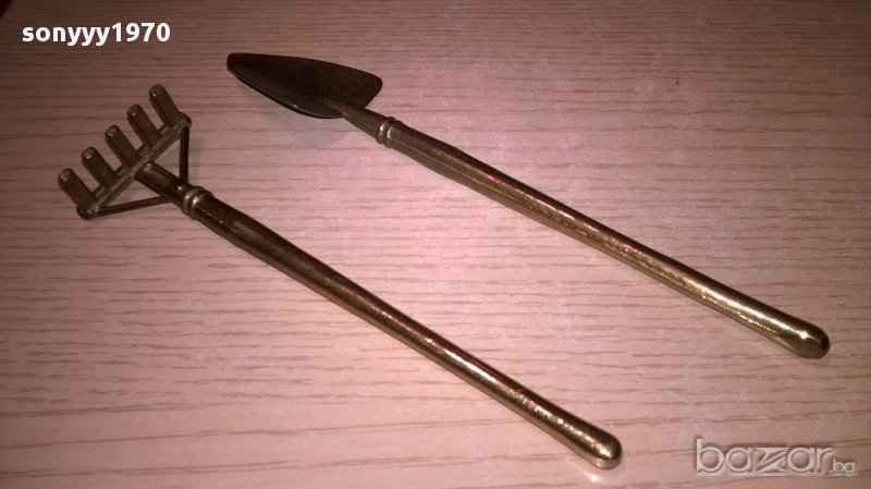 АНТИК-Лопатка и гребло-18х4см-мед/месинг-внос франция, снимка 1