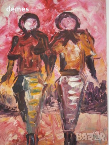  Жени-картина маслени бои от Африка, снимка 3 - Картини - 23813656